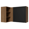 Armário Aéreo de Canto Para Linha 60 cm de Profundidade Rustic/Preto Vik Madesa