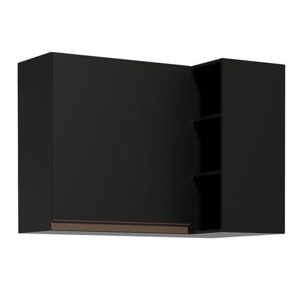 Armário Aéreo de Canto Madesa Reims 1 Porta e Adega Preto