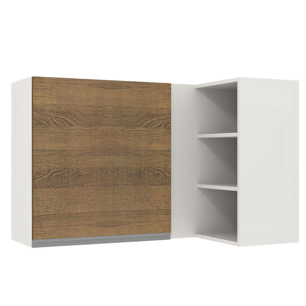 Armário Aéreo de Canto Madesa Glamy 1 Porta para linha de 60 cm de profundidade Branco/Rustic