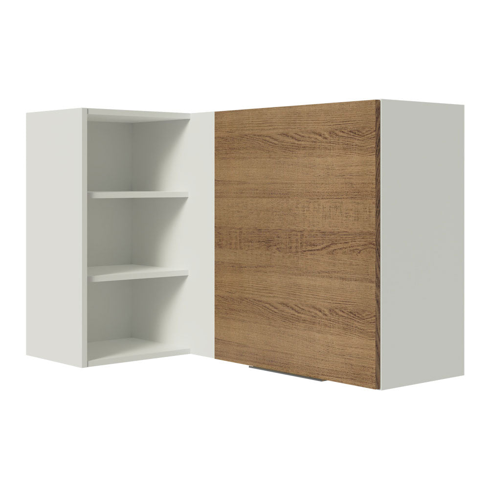 Armário Aéreo de Canto Madesa Stella 1 Porta para linha de 60 cm de profundidade Branco/Rustic