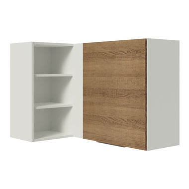 Armário Aéreo de Canto Madesa Stella 1 Porta para linha de 60 cm de profundidade Branco/Rustic