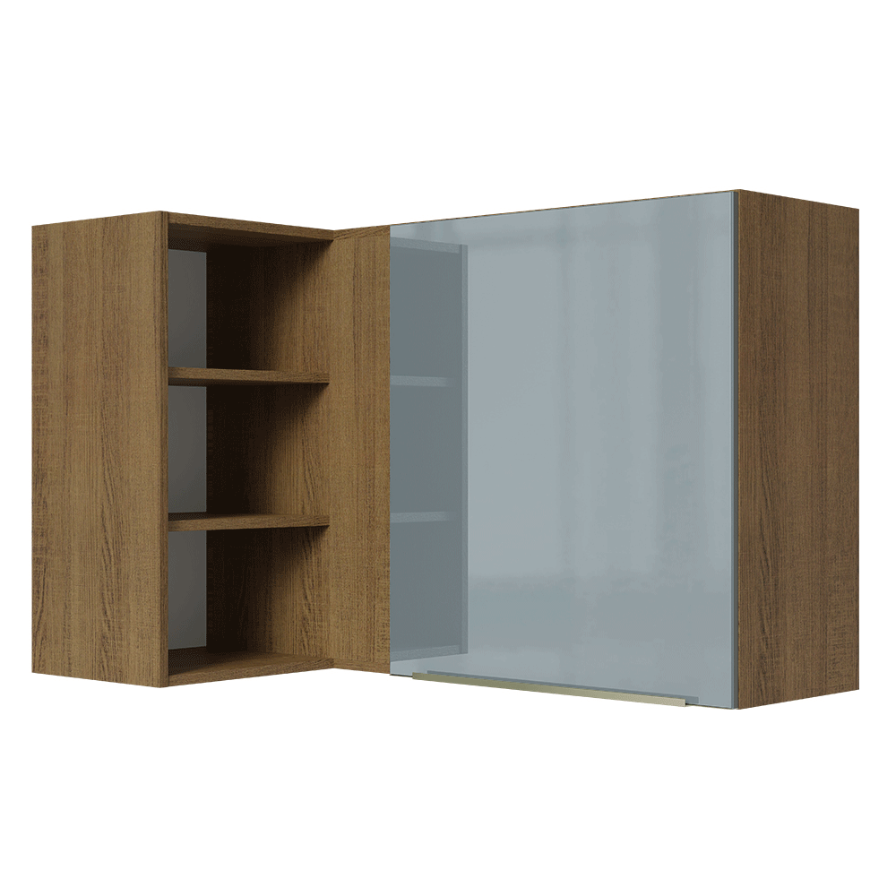 Armário Aéreo de Canto com Adega Acoplada Madesa Lux 1 Porta Rustic/Cinza