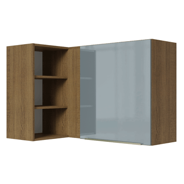 Armário Aéreo de Canto com Adega Acoplada Madesa Lux 1 Porta Rustic/Cinza