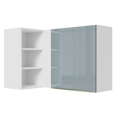 Armário Aéreo de Canto com Adega Acoplada Madesa Lux 1 Porta Branco/Cinza