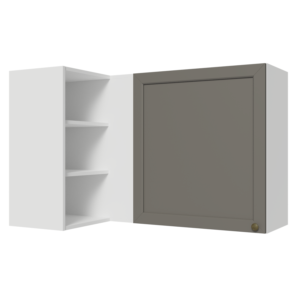 Armário Aéreo de Canto Para Linha 60 cm de Profundidade Branco/Cinza Vik Madesa