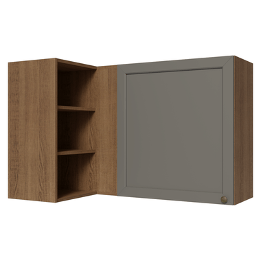 Armário Aéreo de Canto Para Linha 60 cm de Profundidade Rustic/Cinza Vik Madesa