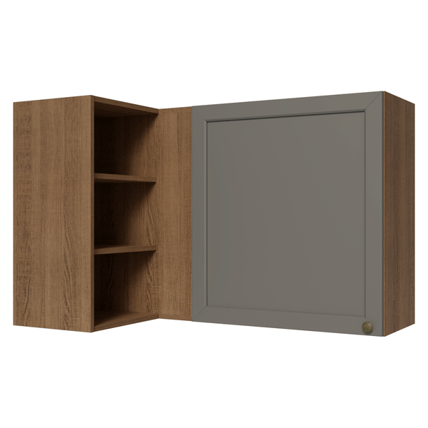 Armário Aéreo de Canto Para Linha 60 cm de Profundidade Rustic/Cinza Vik Madesa