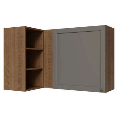 Armário Aéreo de Canto Para Linha 60 cm de Profundidade Rustic/Cinza Vik Madesa