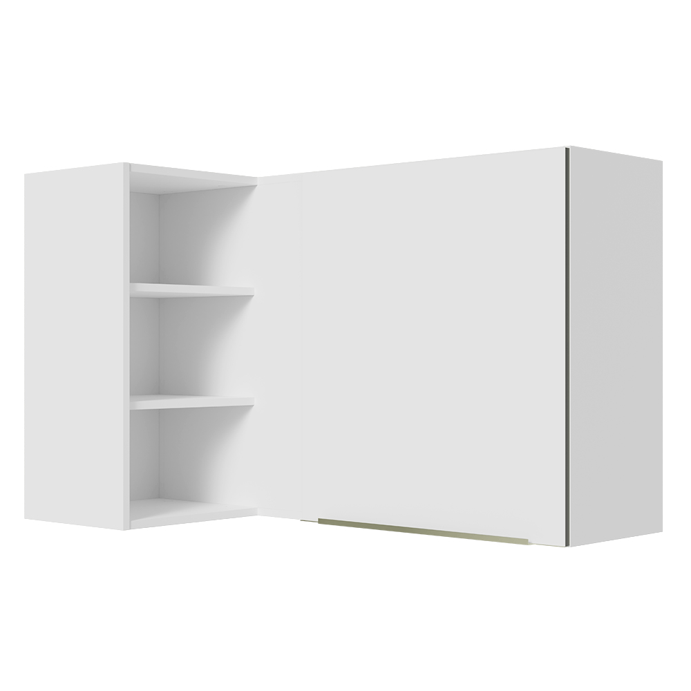 Armário Aéreo de Canto com Adega Acoplada Madesa Lux 1 Porta Branco/Branco Veludo