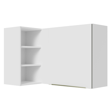Armário Aéreo de Canto com Adega Acoplada Madesa Lux 1 Porta Branco/Branco Veludo