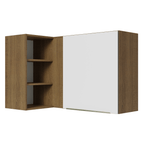 Armário Aéreo de Canto com Adega Acoplada Madesa Lux 1 Porta Rustic/Branco Veludo