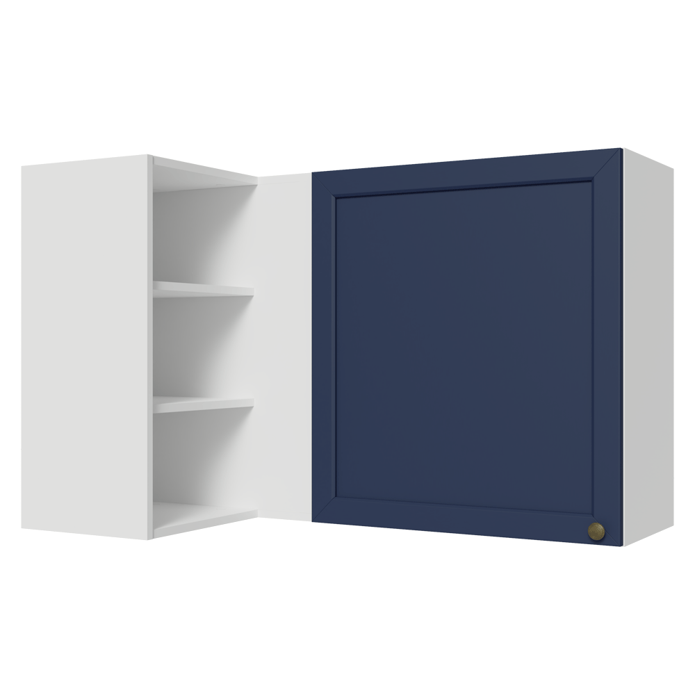 Armário Aéreo de Canto Para Linha 60 cm de Profundidade Branco/Azul Vik Madesa