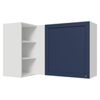 Armário Aéreo de Canto Para Linha 60 cm de Profundidade Branco/Azul Vik Madesa