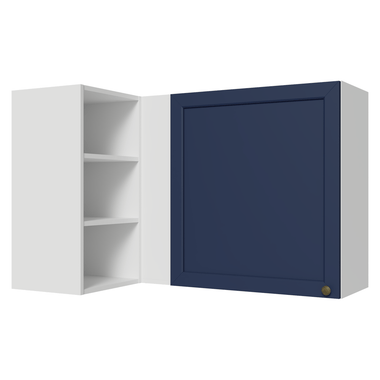 Armário Aéreo de Canto Para Linha 60 cm de Profundidade Branco/Azul Vik Madesa