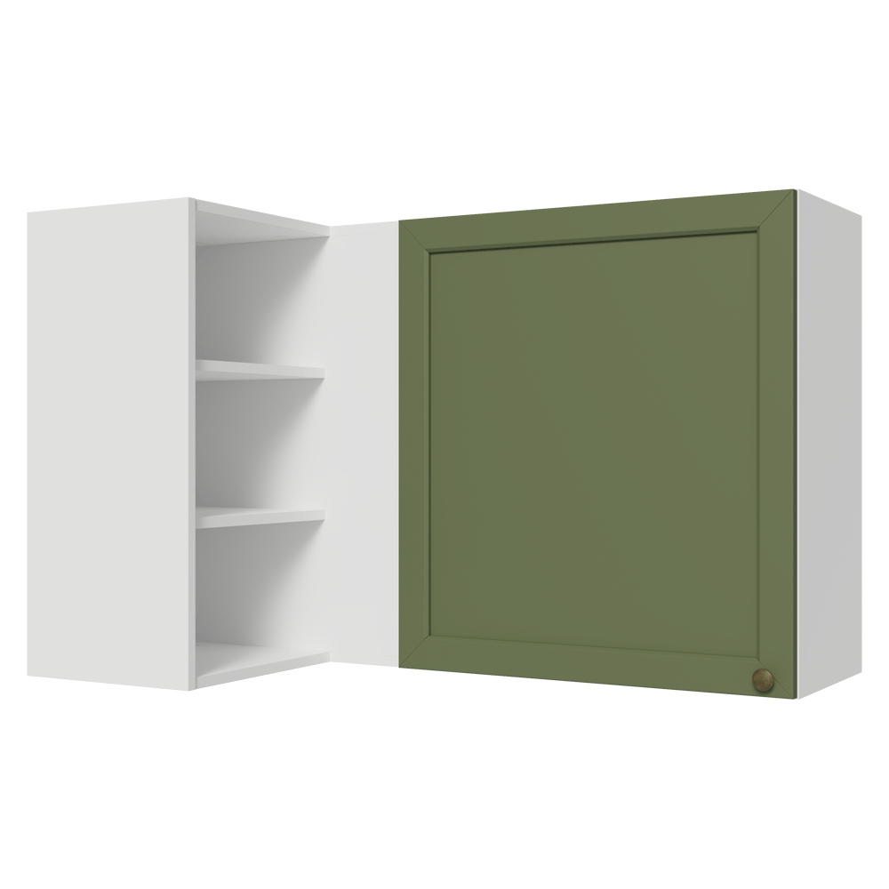 Armário Aéreo de Canto Para Linha 60 cm de Profundidade Branco/Verde Vik Madesa