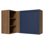 Armário Aéreo de Canto Para Linha 60 cm de Profundidade Rustic/Azul Vik Madesa