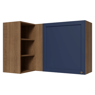 Armário Aéreo de Canto Para Linha 60 cm de Profundidade Rustic/Azul Vik Madesa