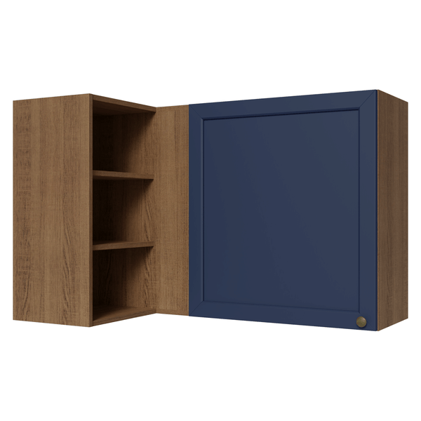 Armário Aéreo de Canto Para Linha 60 cm de Profundidade Rustic/Azul Vik Madesa