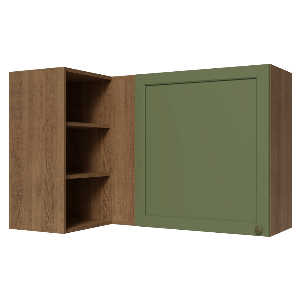 Armário Aéreo de Canto Para Linha 60 cm de Profundidade Rustic/Verde Vik Madesa