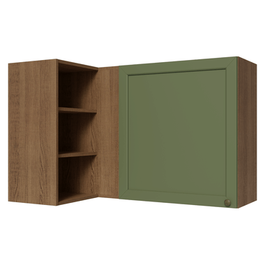 Armário Aéreo de Canto Para Linha 60 cm de Profundidade Rustic/Verde Vik Madesa
