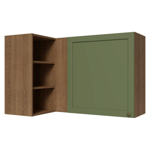 Armário Aéreo de Canto Para Linha 60 cm de Profundidade Rustic/Verde Vik Madesa