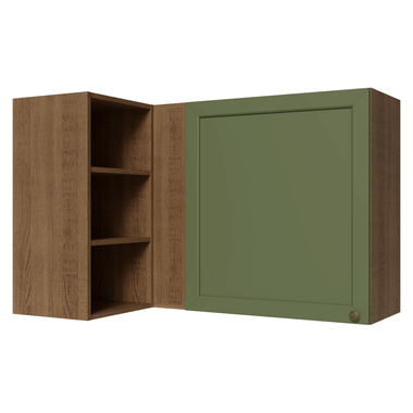 Armário Aéreo de Canto Para Linha 60 cm de Profundidade Rustic/Verde Vik Madesa