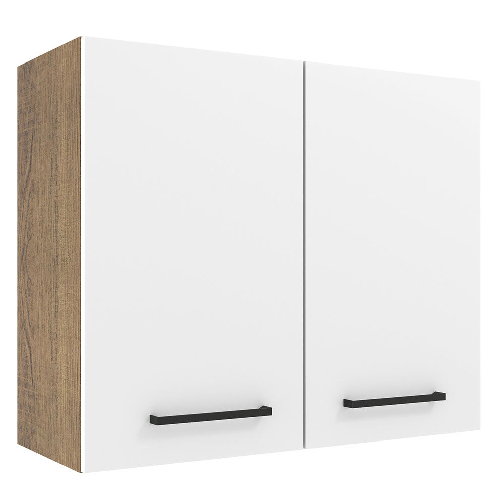 Armário Aéreo Madesa Agata 80 cm 2 Portas Rustic/Branco