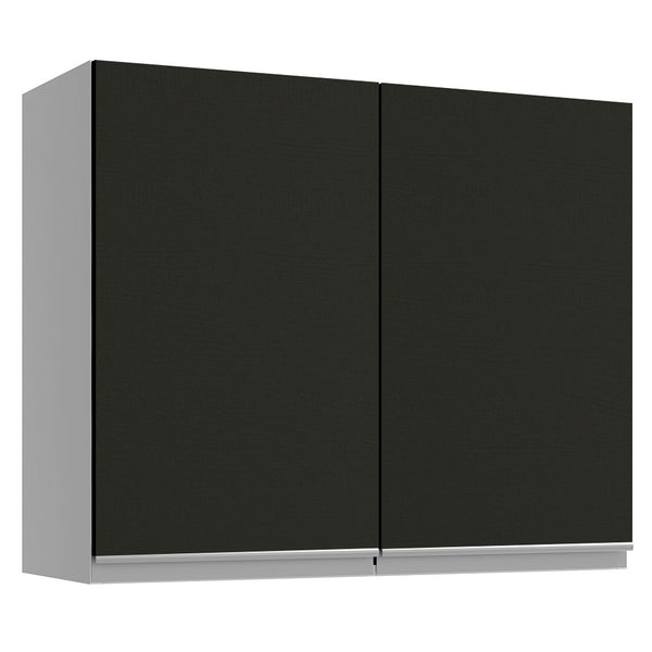 Armário Aéreo Madesa Glamy 80 cm 2 Portas Branco/Preto