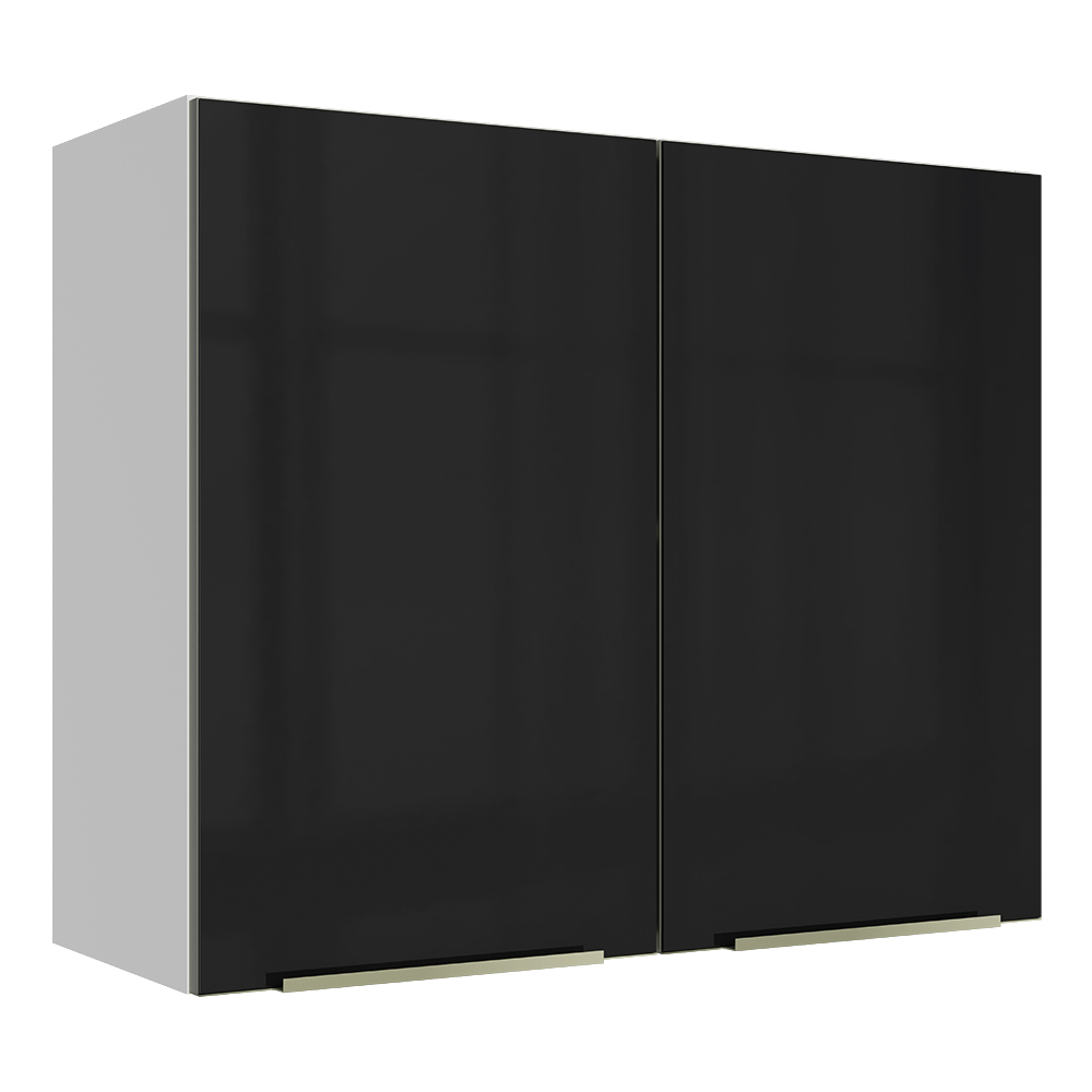 Armário Aéreo Madesa Lux 80 cm 2 Portas Branco/Preto