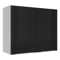 Armário Aéreo Madesa Lux 80 cm 2 Portas Branco/Preto