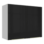 Armário Aéreo Madesa Lux 80 cm 2 Portas Branco/Preto