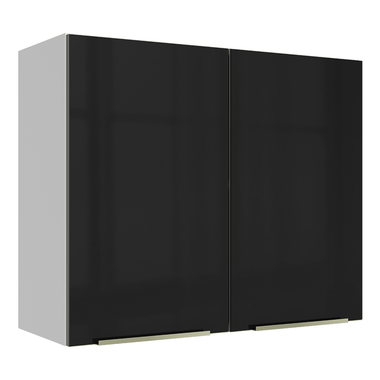 Armário Aéreo Madesa Lux 80 cm 2 Portas Branco/Preto
