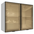 Armário Aéreo de Cozinha 2 Portas 80 cm Branco/Preto Vidro Reflecta Bronze Vinil Madesa