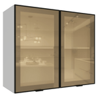 Armário Aéreo de Cozinha 2 Portas 80 cm Branco/Preto Vidro Reflecta Bronze Vinil Madesa