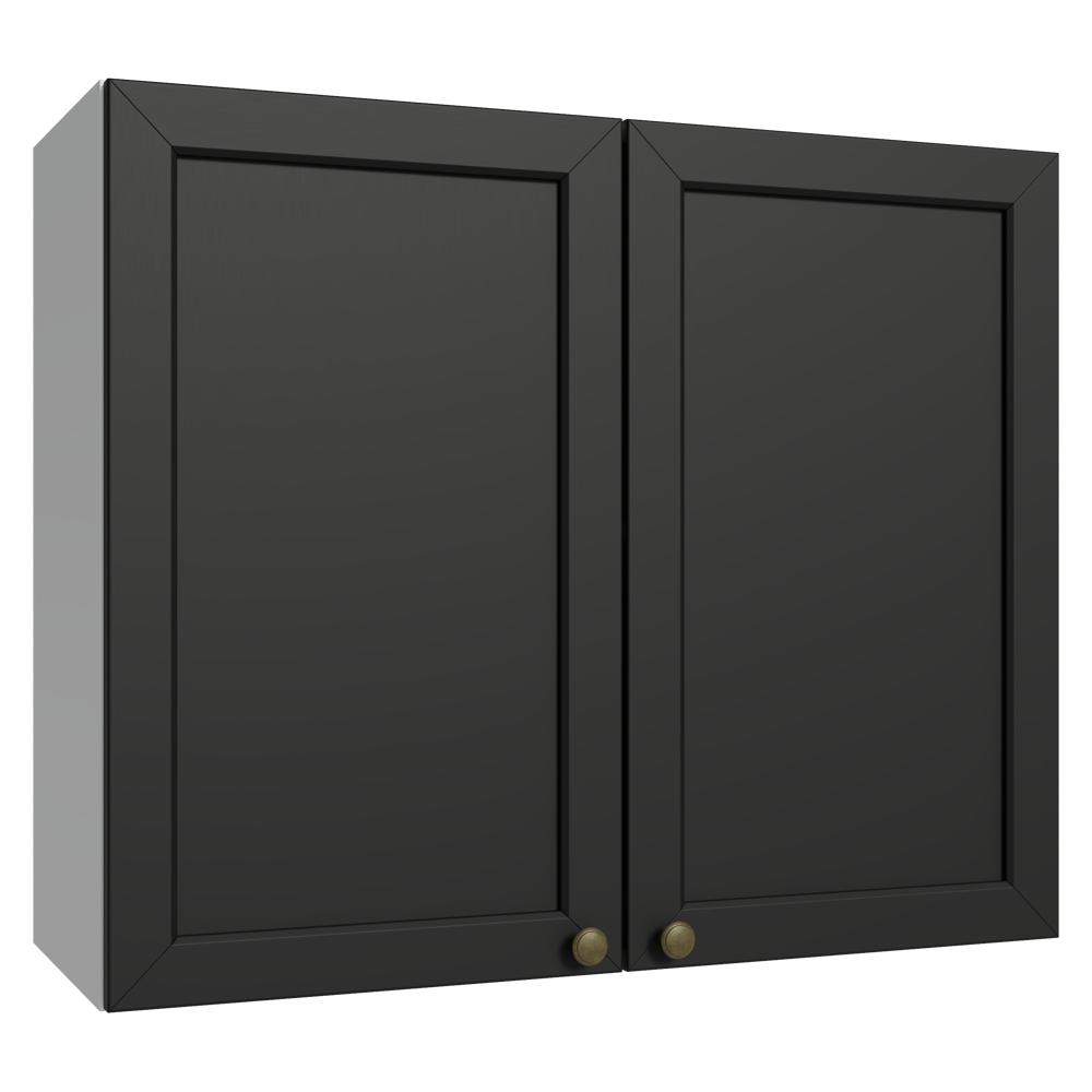 Armário Aéreo 80 cm 2 Portas Branco/Preto Vik Madesa