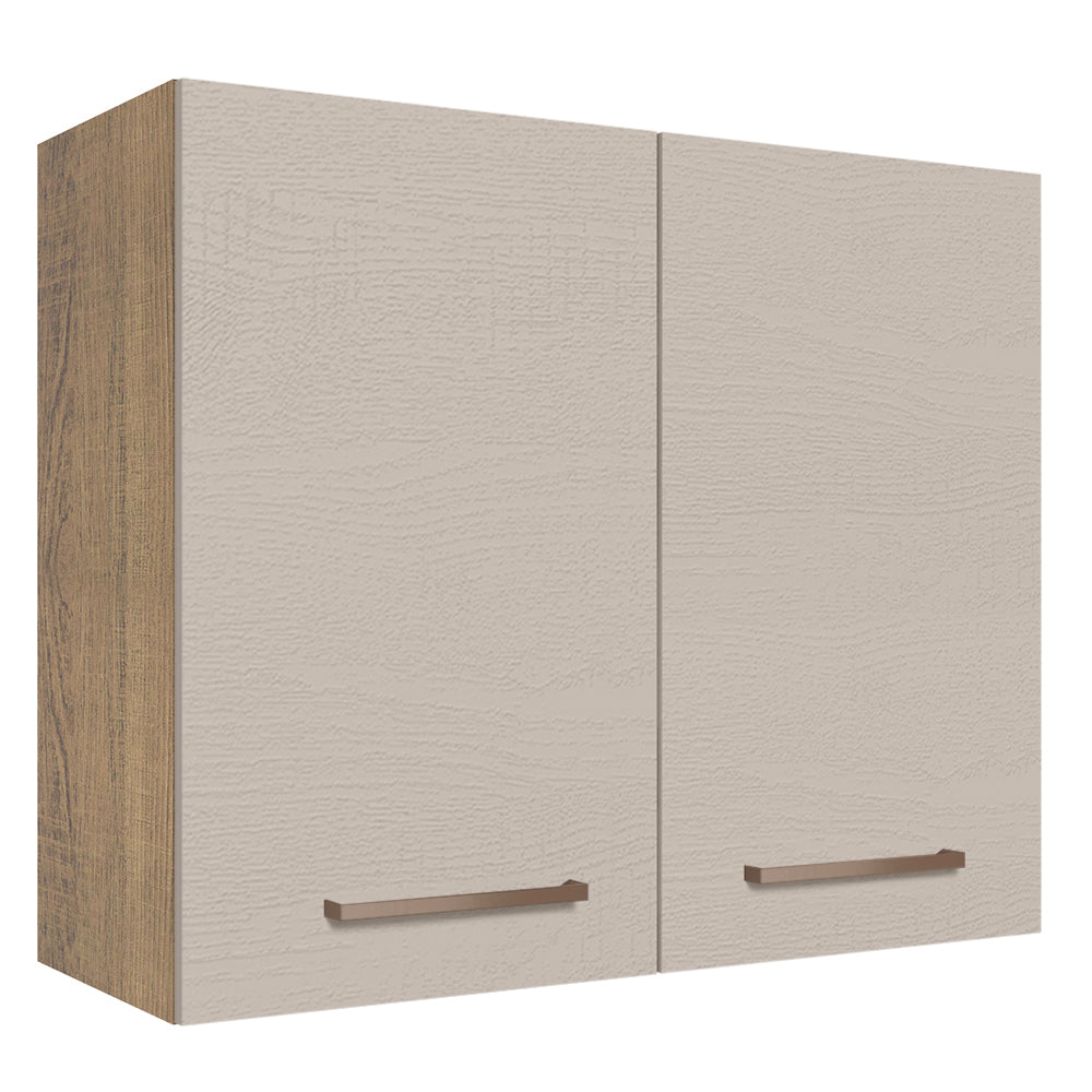 Armário Aéreo 80 cm 2 Portas Rustic/Crema Agata Madesa