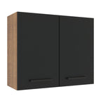 Armário Aéreo Madesa Agata 80 cm 2 Portas Rustic/Preto