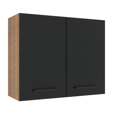 Armário Aéreo Madesa Agata 80 cm 2 Portas Rustic/Preto