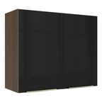 Armário Aéreo Madesa Lux 80 cm 2 Portas Rustic/Preto