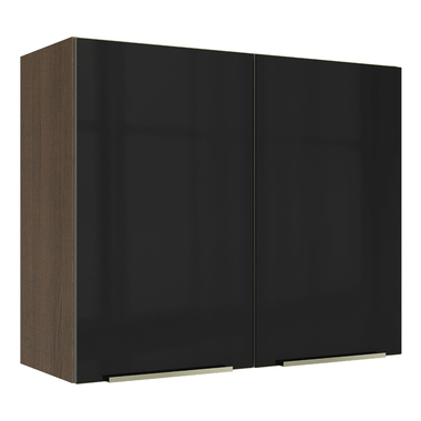 Armário Aéreo Madesa Lux 80 cm 2 Portas Rustic/Preto