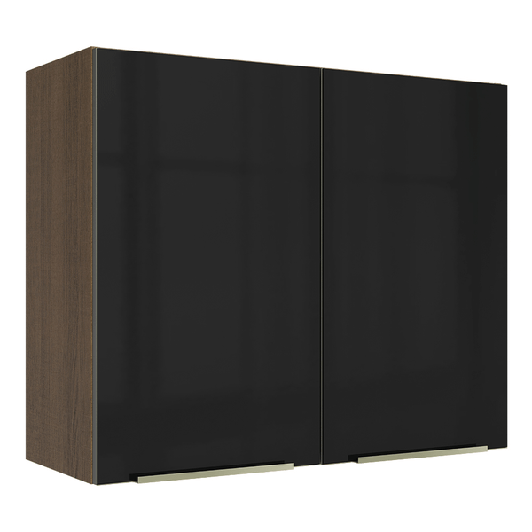 Armário Aéreo Madesa Lux 80 cm 2 Portas Rustic/Preto