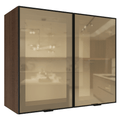 Armário Aéreo de Cozinha 2 Portas 80 cm Rustic/Preto Vidro Reflecta Bronze Vinil Madesa