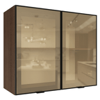 Armário Aéreo de Cozinha 2 Portas 80 cm Rustic/Preto Vidro Reflecta Bronze Vinil Madesa