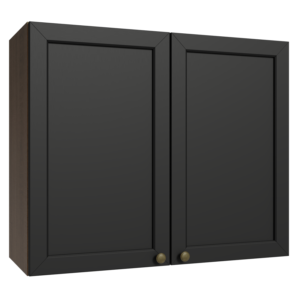 Armário Aéreo 80 cm 2 Portas Rustic/Preto Vik Madesa