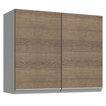 Armário Aéreo Madesa Glamy 80 cm 2 Portas Branco/Rustic