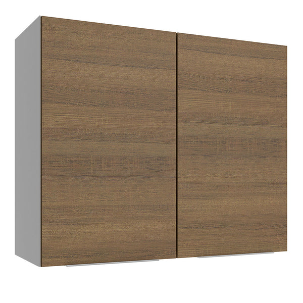 Armário Aéreo Madesa Stella 80 cm 2 Portas Branco/Rustic