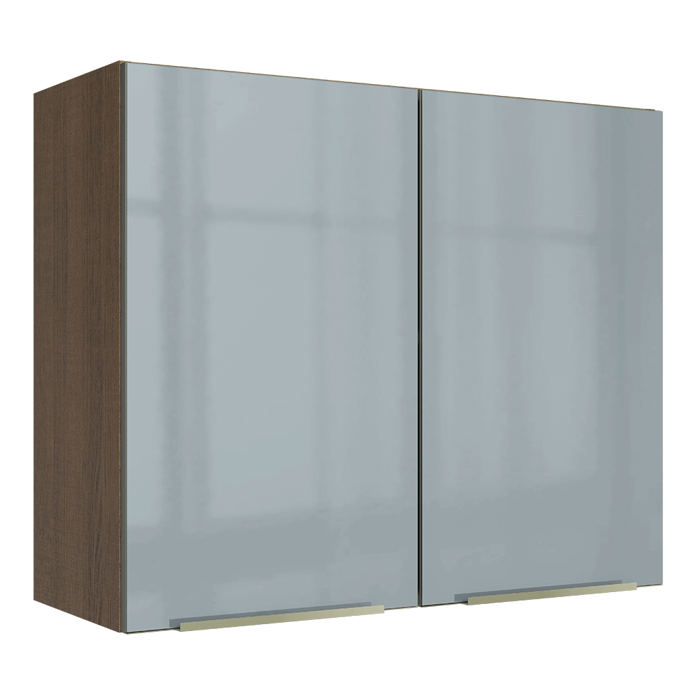 Armário Aéreo Madesa Lux 80 cm 2 Portas Rustic/Cinza