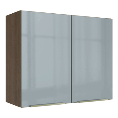 Armário Aéreo Madesa Lux 80 cm 2 Portas Rustic/Cinza