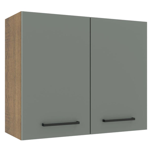 Armário Aéreo Madesa Agata 80 cm 2 Portas Rustic/Cinza