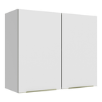 Armário Aéreo Madesa Lux 80 cm 2 Portas Branco/Branco Veludo